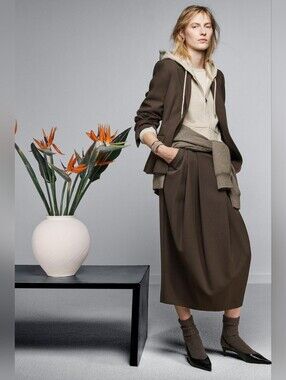 Zara "ZW" Collection Pleated Wool Skirt